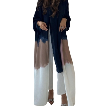 Διασυνοριακή ενδυμασία λατρείας νέου στυλ 2024 στη Μέση Ανατολή, κομψή μόδα, ανοιχτή πλακέτα, tie-dye, ντεγκραντέ, μακρύ φόρεμα