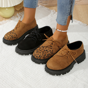 Külkereskedelmi molett vastag aljú női mokaszinok 204 tavaszi és őszi új vastag sarkú fűzős divatos, minden méretű brit stílusú kis bőrcipő