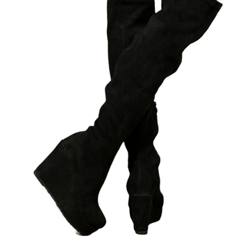 2024 m. nauji užsienio prekybos plius dydžio ilgi batai moteriški pleišto kulnu storu dugnu, universalūs, virš kelių, paaukštinti, ploni, aukšti, madingi batai moterims