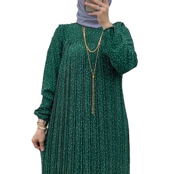 M2582 Közel-Kelet Amazon Új, pöttyös, sifon, övvel, divatos, elegáns muszlim ruha