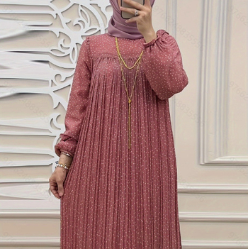 M2582 Közel-Kelet Amazon Új, pöttyös, sifon, övvel, divatos, elegáns muszlim ruha