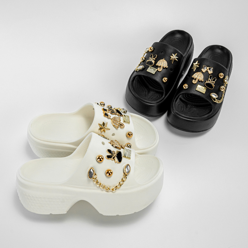 Papucs Női nyári ruha 2024 Új érkezés Arany esernyő Nyúl Vastag aljú Csúszásgátló Internet Népszerű Papucsok Tengerparti Strandcipő