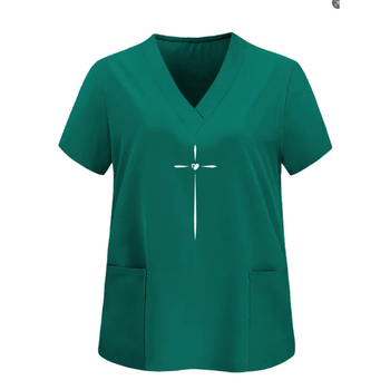 Női V-nyakú ápolónői ruházat, európai és amerikai, határokon átnyúló forrásból, közvetlenül a gyárból, AliExpressről, lezser, kényelmes, rövid ujjú, női, Phoenix mintás póló