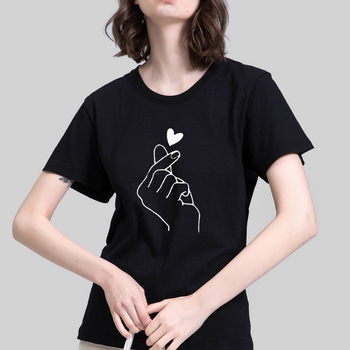 Divatos, kerek nyakú, rövid ujjú, 2023-as nyári, új, határokon átnyúló női, lezser, külkereskedelmi divatos, szívecskénél lazább póló.