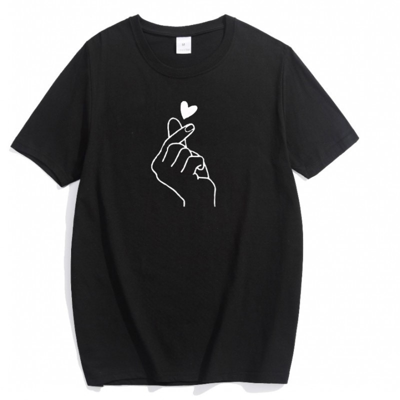 Divatos, kerek nyakú, rövid ujjú, 2023-as nyári, új, határokon átnyúló női, lezser, külkereskedelmi divatos, szívecskénél lazább póló.