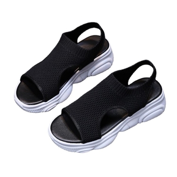 Női sportszandálok 2025 Nyári Lélegző Légáteresztő Kötött Cipők Peep Toe Platform Vastag Talpú Cipők Hétköznapi Strandcipők Légáteresztő Kényelmes