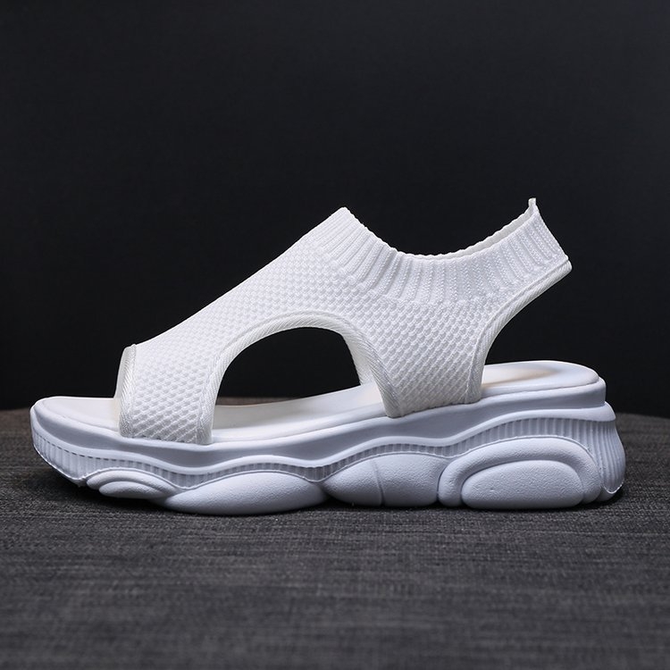 Női sportszandálok 2025 Nyári Lélegző Légáteresztő Kötött Cipők Peep Toe Platform Vastag Talpú Cipők Hétköznapi Strandcipők Légáteresztő Kényelmes