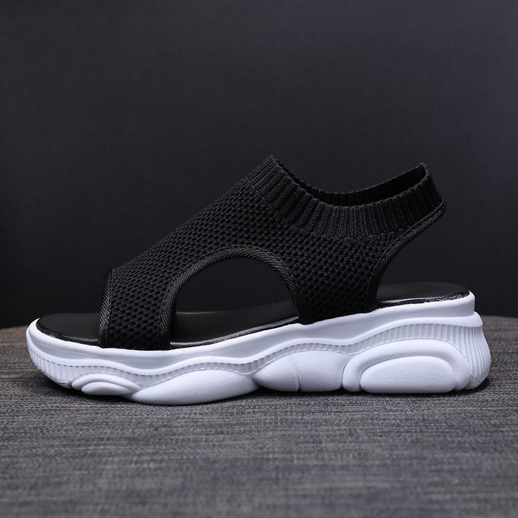 Női sportszandálok 2025 Nyári Lélegző Légáteresztő Kötött Cipők Peep Toe Platform Vastag Talpú Cipők Hétköznapi Strandcipők Légáteresztő Kényelmes