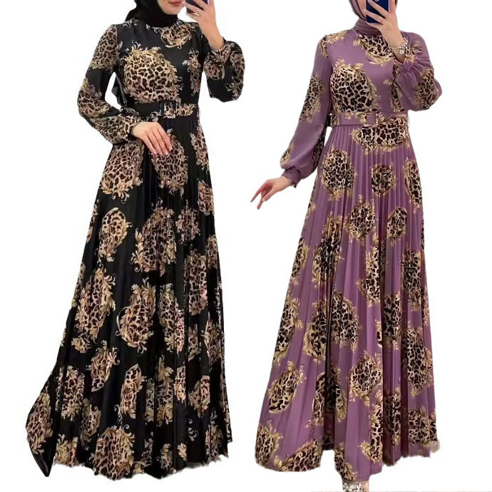 M2669 pārrobežu Amazones sieviešu Tuvo Austrumu musulmaņu jaunā leoparda raksta kroku modes eleganta kleita