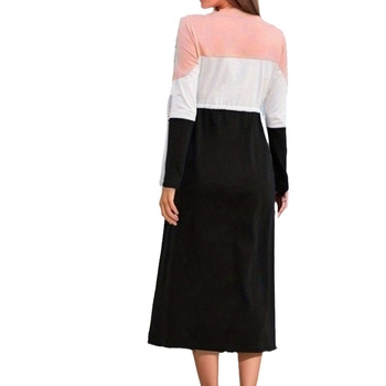 Tiesiogiai iš gamyklos sandėlyje – apvalios iškirptės, ilgomis rankovėmis, spalvų deranti nėščiosioms skirta suknelė, dovanojanti madingą suknelę.