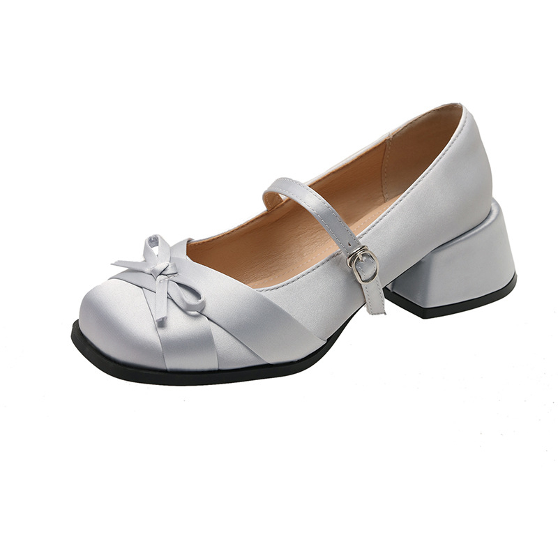 Mary Jane cipők Női 2025 Új Tavaszi Minden Méretű Cipők Közepes Sarkú Női Cipők Francia Stílusú Ruha Vastag Sarkú Szögletes Orrú Egyrétegű Cipők