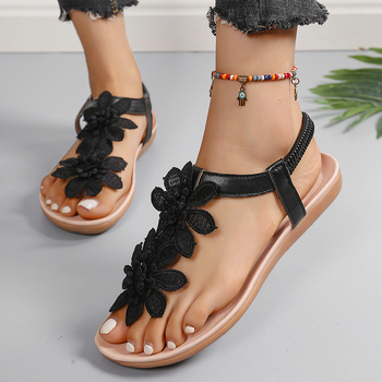 Herringman szandálok női 2025 nyári új lapos talpú virágos klipsz orrú cipők strandcipők külkereskedelmi plus size szandálok határokon átnyúló