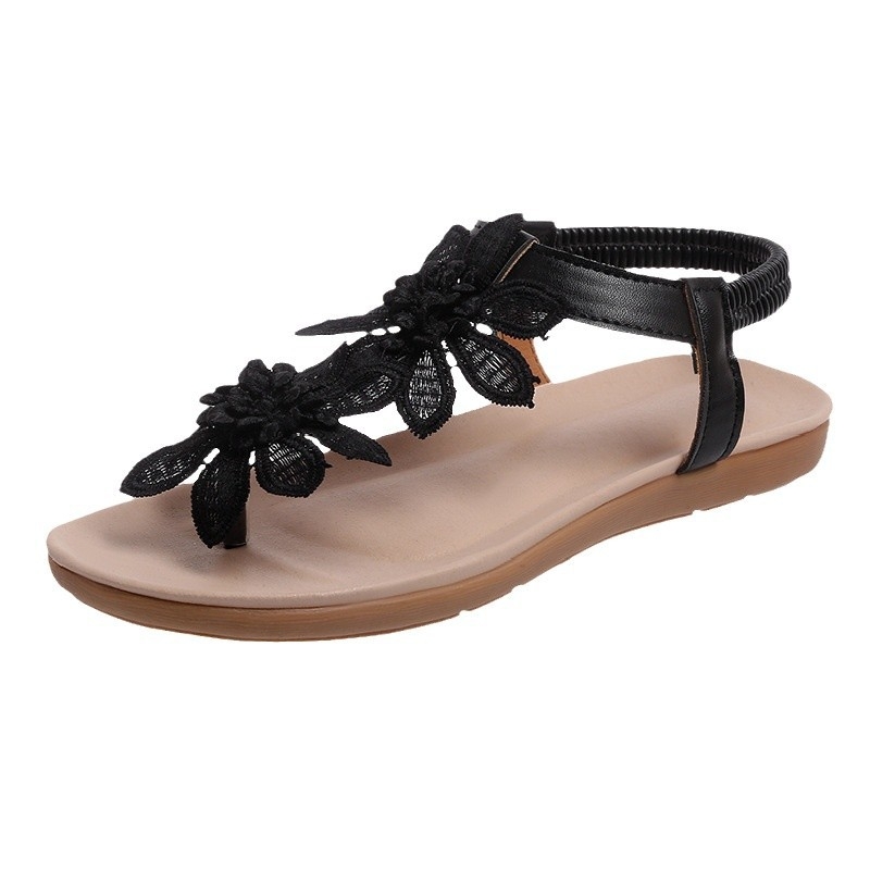 Herringman szandálok női 2025 nyári új lapos talpú virágos klipsz orrú cipők strandcipők külkereskedelmi plus size szandálok határokon átnyúló