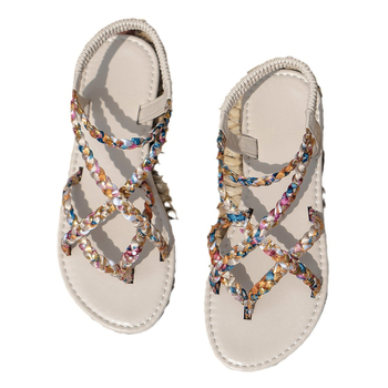 2024-es új nyári 36-43-as plus size női cipők, európai és amerikai stílusú divatos Joker pántos kombinációjú lapos talpú szandálok