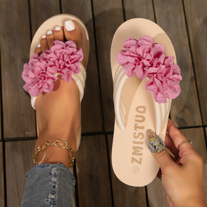 Európai és amerikai plus size női cipők, nyári papucsok, virágmintás flip-flopok, platform papucsok, alkalmi, mindenféle méretű, könnyű strandszandálok és papucsok nőknek