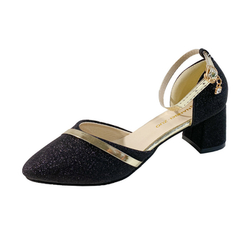 2023 Καλοκαιρινά νέα γυναικεία παπούτσια με μεσαίο τακούνι, χοντρό τακούνι, ανοιχτά δάχτυλα, σουέτ, σέξι γυναικεία σανδάλια με αγκράφα, μοντέρνα ρωμαϊκά παπούτσια