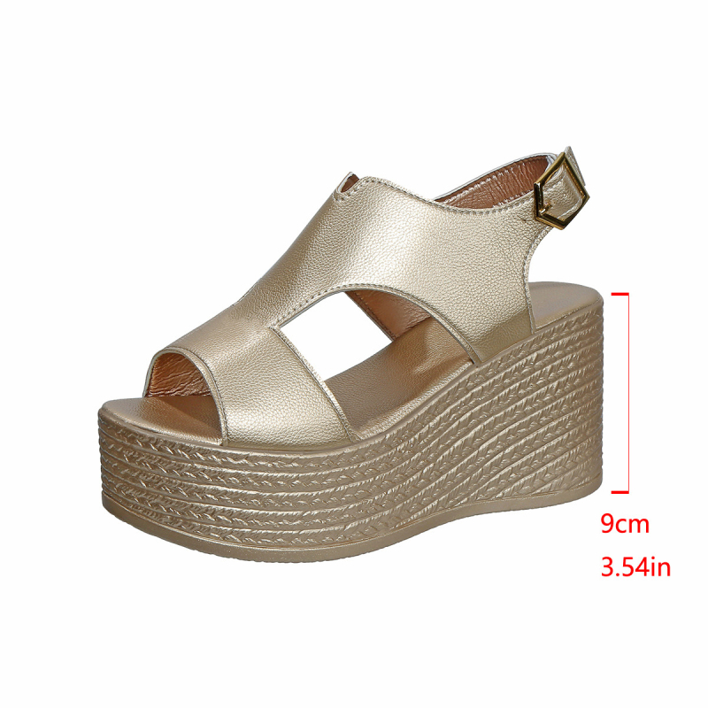 Nyári új női cipők, római stílusú, éksarkú, vastag talpú, üreges, halorrú szandálok, női külkereskedelmi magas sarkú szandálok, plus size