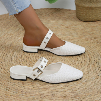 Hegyes baotou félpapucs nőknek 2024 tavaszi új ruha divatos egy pedálos négyzet alakú sarok külkereskedelmi nagy méretű húzás nagykereskedelem