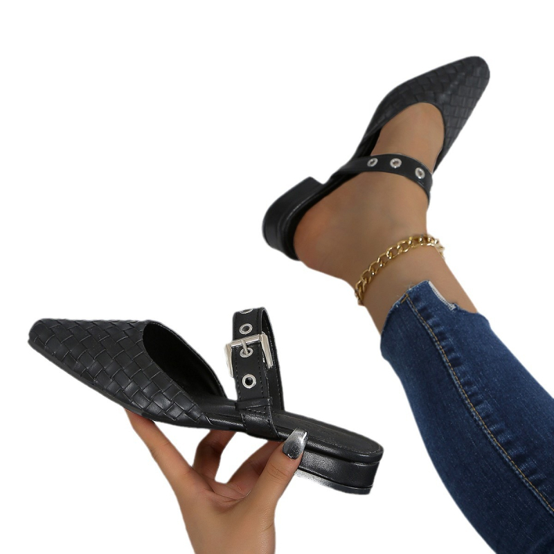 Hegyes baotou félpapucs nőknek 2024 tavaszi új ruha divatos egy pedálos négyzet alakú sarok külkereskedelmi nagy méretű húzás nagykereskedelem