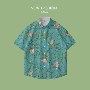 Amazon új, határokon átnyúló férfi divatos, nyomtatott hawaii rövid ujjú ing, alkalmi, minden mérkőzésre alkalmas kardigán, felsőrész