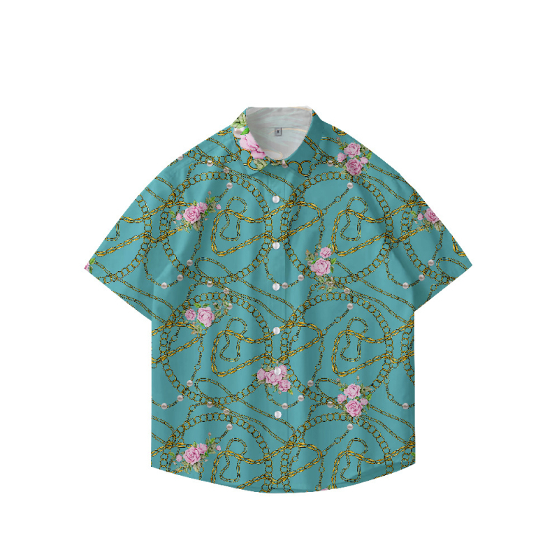 Amazon új, határokon átnyúló férfi divatos, nyomtatott hawaii rövid ujjú ing, alkalmi, minden mérkőzésre alkalmas kardigán, felsőrész