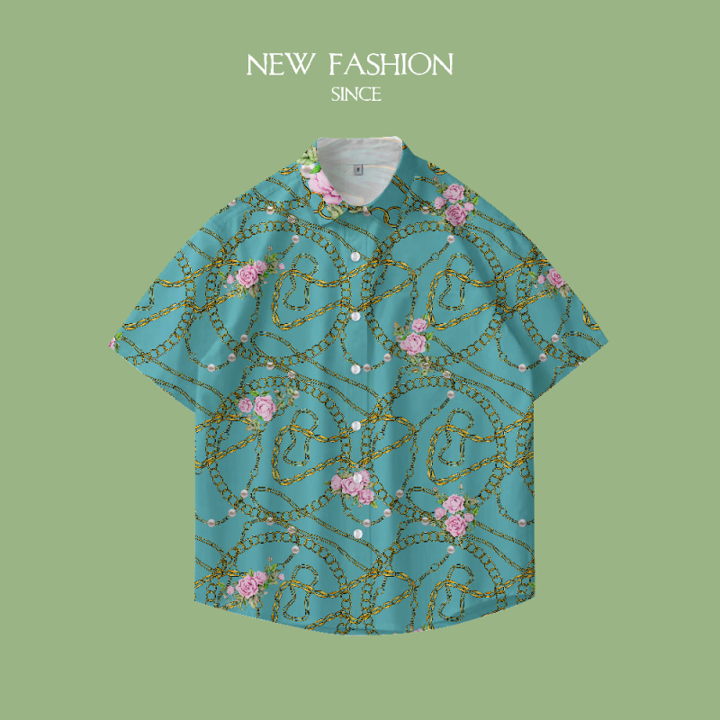 Amazon új, határokon átnyúló férfi divatos, nyomtatott hawaii rövid ujjú ing, alkalmi, minden mérkőzésre alkalmas kardigán, felsőrész