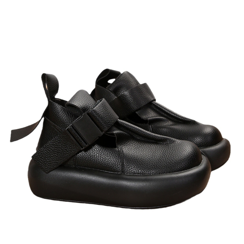 2025 tavaszi és téli új retro női cipők lezser vastag talpú sarkú üreges csatos cipő női gyártók nagykereskedelemben