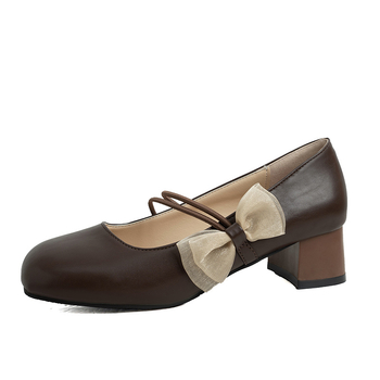 2024 tavaszi és őszi retró stílusú, masnis Mary Jane női cipők, kerek orrú, vastag sarok, elegáns, mindenhez illő, sekély szájú, egyrétegű cheongsam cipők nőknek