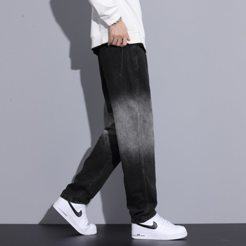 Fiú farmernadrágok, csúcskategóriás, egyenes csőből készült, színátmenetes dizájn, csúcskategóriás, egyszerű, könnyen kezelhető, személyiség, jóképű férfi hosszú nadrág