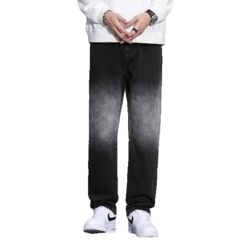 Fiú farmernadrágok, csúcskategóriás, egyenes csőből készült, színátmenetes dizájn, csúcskategóriás, egyszerű, könnyen kezelhető, személyiség, jóképű férfi hosszú nadrág