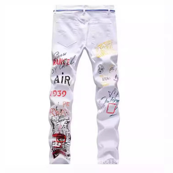 Határokon átnyúló európai és amerikai farmer férfi külkereskedelmi rugalmas lezser nadrág nyomtatott egyenes nadrág utcai divat egyrészes kezdő széria