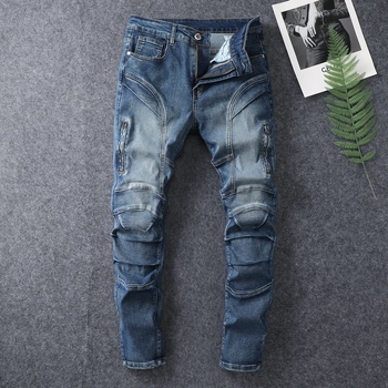 2024-es nyári vékony koreai stílusú varrásos farmernadrág, férfi divatos, főutcai, rugalmas, karcsúsított, kis szárú, hétköznapi hosszú nadrág férfiaknak