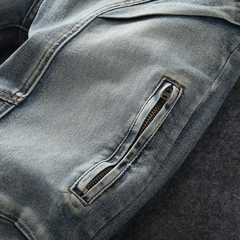 2024-es nyári vékony koreai stílusú varrásos farmernadrág, férfi divatos, főutcai, rugalmas, karcsúsított, kis szárú, hétköznapi hosszú nadrág férfiaknak