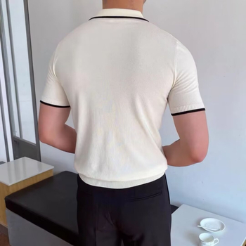 Ikdienas polo krekls ar atloku Vīriešu biznesa daudzpusīgs plāns mikroelastīgs T-krekls Vasaras elpojošs moderns trikotāžas krekls ar īsām piedurknēm, ko nav nepieciešams gludināt