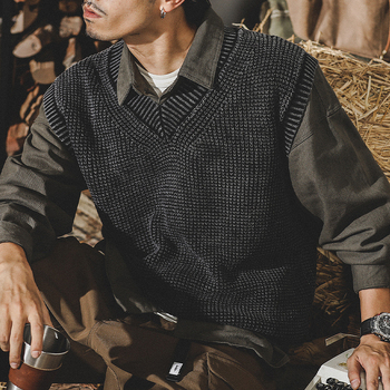 Jay Leno amerikai nehéz retró pulóver férfi őszi V-nyakú brit mellény férfi kötött pulóver dzseki férfi mellény