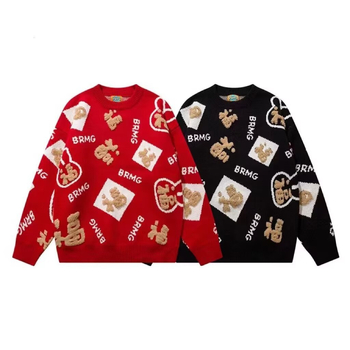 2024-es téli internetes híresség nemzeti divattervező érzéki piros pulóver férfi divatmárka páros hosszú ujjú robbanásveszélyes pulóver nőknek