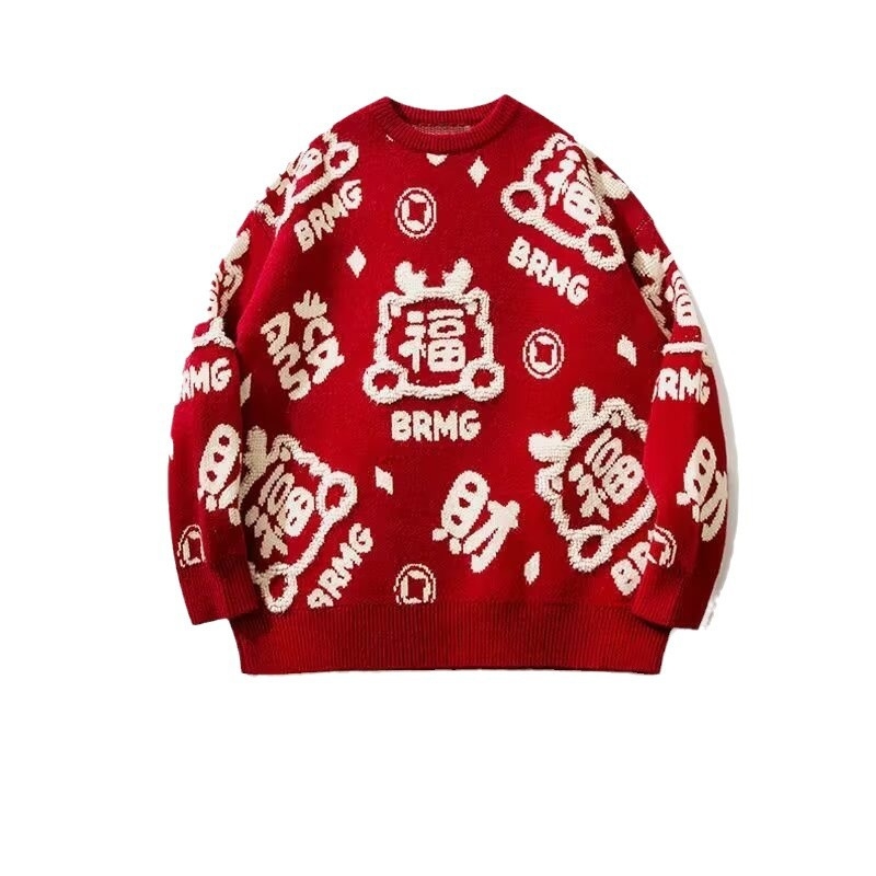 2024-es téli internetes híresség nemzeti divattervező érzéki piros pulóver férfi divatmárka páros hosszú ujjú robbanásveszélyes pulóver nőknek