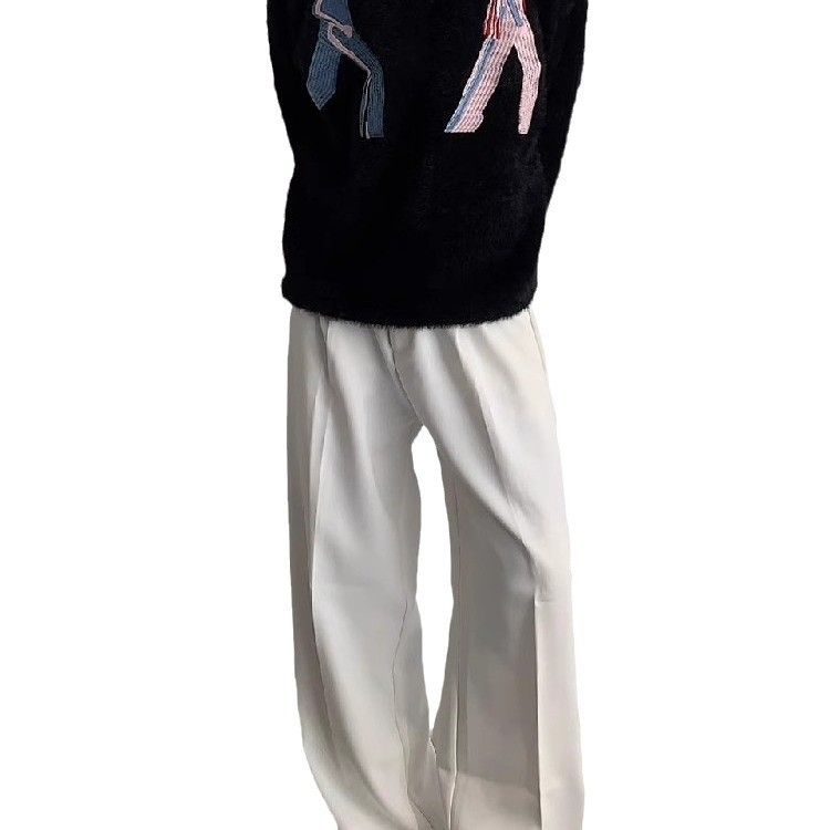 Hajtókás, kiváló minőségű hímzett, nercpolár utánzatú pulóver, férfi őszi és téli, vastagított, lusta stílusú, négyzet alakú galléros pulóverfelső