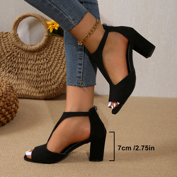 Magas sarkú női szandálok 2024 új stílus vastag sarok oldalsó üreges vastag sarok római szandálok hátsó pántos szandálok 34-45