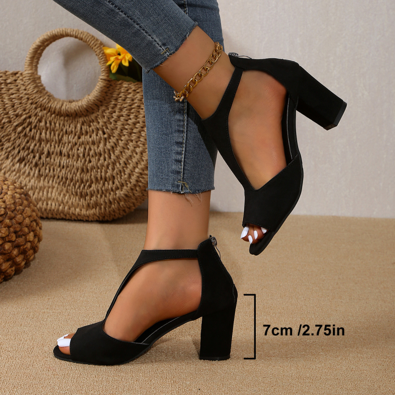 Magas sarkú női szandálok 2024 új stílus vastag sarok oldalsó üreges vastag sarok római szandálok hátsó pántos szandálok 34-45