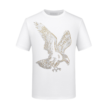 European Station rövid ujjú férfi póló, trendi, szexi Diamond Clothes Eagle férfi laza társasági testhezálló ing, nagy méret