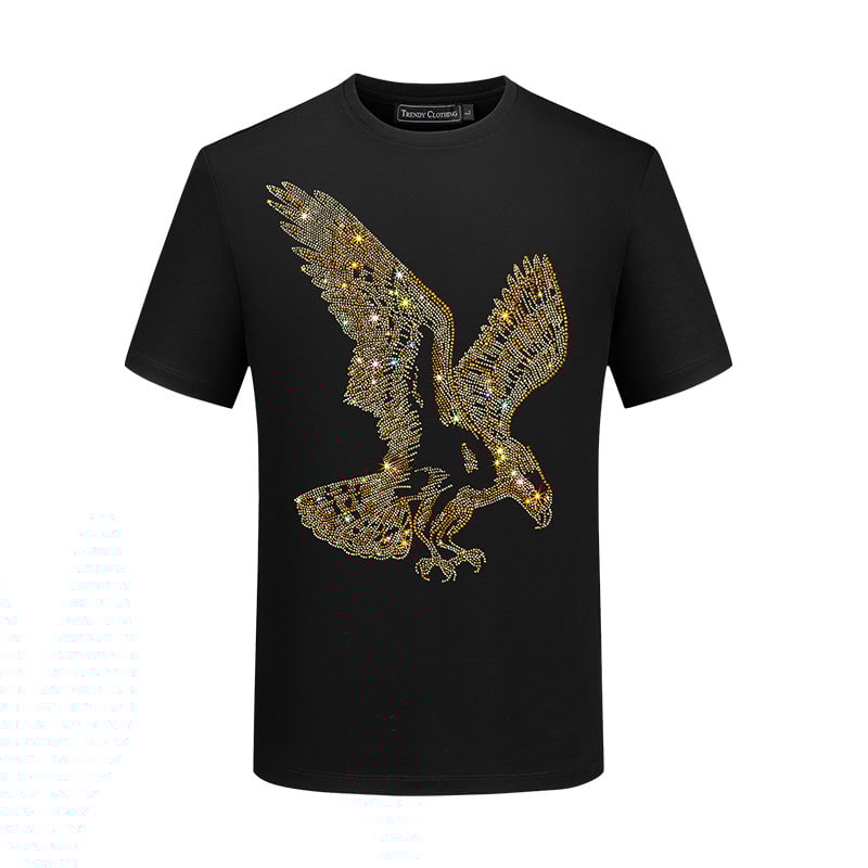 European Station īsroku vīriešu T-krekls Trendyyy Hot Diamond Clothes Eagle vīriešu brīvs sociālais ķermeņa krekls liela izmēra