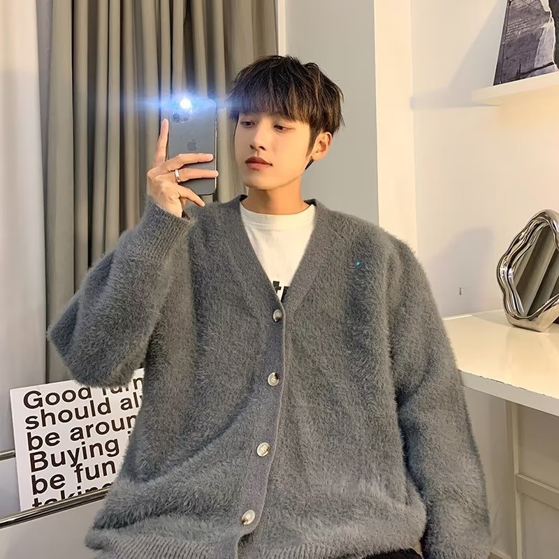 Férfi pulóver, kardigán, tavaszi és őszi alkalmi ruhadarabok, divatos, bő, mindenhez illő, lusta fazonú, hosszú ujjú pulóver, férfi pulóver