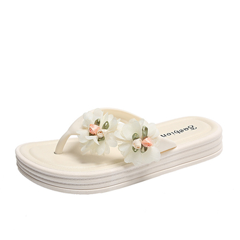 Virágmintás női papucsok, nyári viselet, kopásálló, csúszásgátló, lapos talpú, stoplis szandálok, női strandcipők