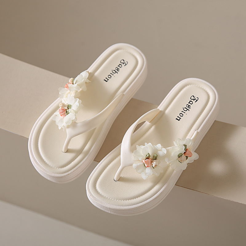Virágmintás női papucsok, nyári viselet, kopásálló, csúszásgátló, lapos talpú, stoplis szandálok, női strandcipők