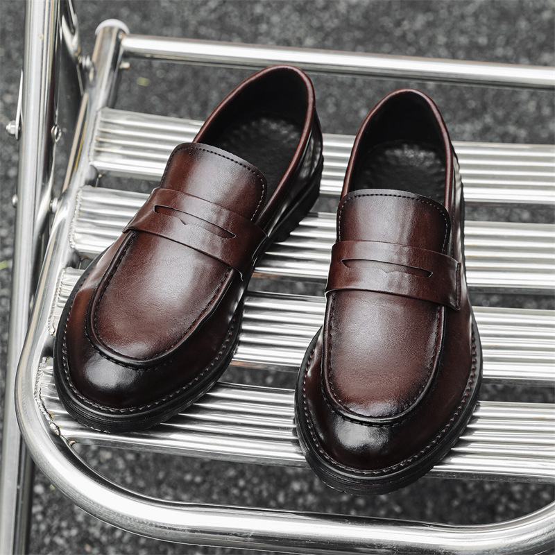 2024 Új Férfi Cipők Alkalmi, Minden Méretű Bőr Cipők Retro Trendi Hegyes, Bebújós Koreai Stílusú Lélegző Férfi Bőr Cipő