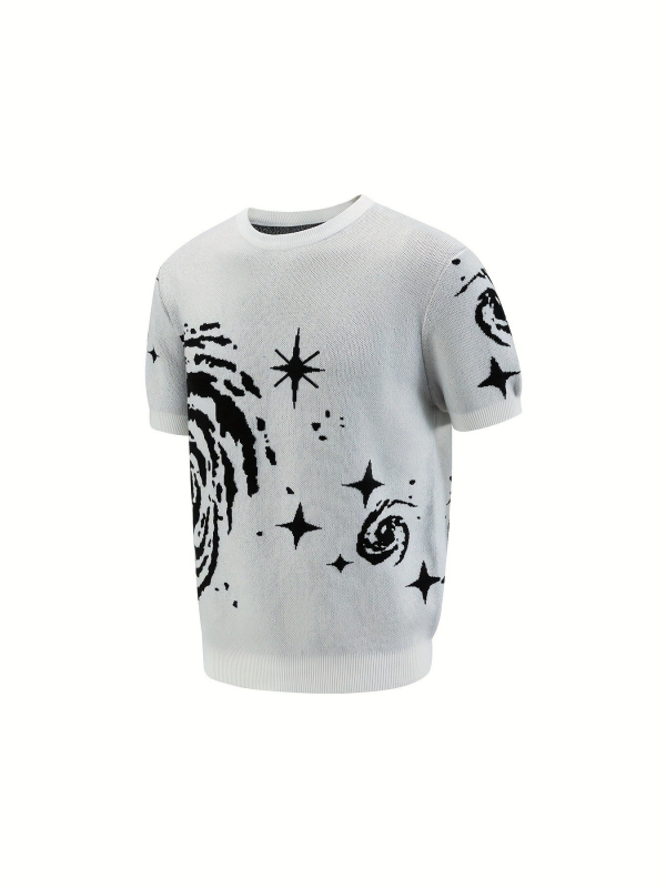 Európai és amerikai határokon átnyúló tavaszi új férfi alkalmi rövid ujjú pulóver kerek nyakú lélegző kötött póló rövid ujjú férfiaknak