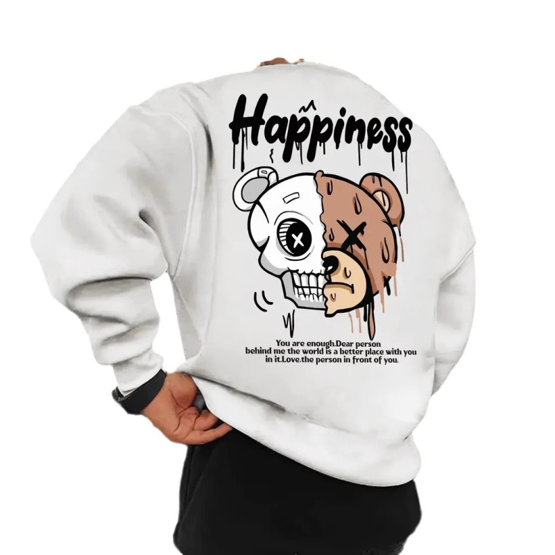 temu AliExpress határokon átnyúló kereskedelem boldogságmackó mintás kerek nyakú polárbélésű pulóver nagykereskedelem