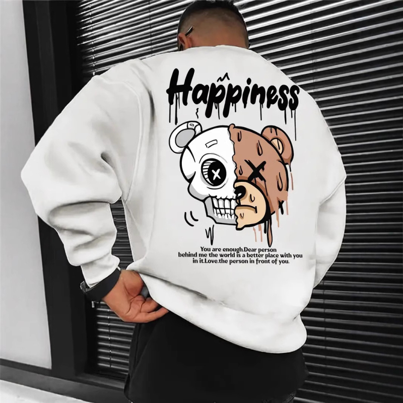 temu AliExpress határokon átnyúló kereskedelem boldogságmackó mintás kerek nyakú polárbélésű pulóver nagykereskedelem