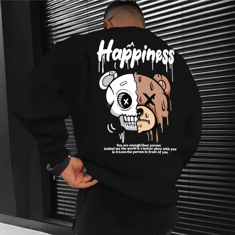 temu AliExpress határokon átnyúló kereskedelem boldogságmackó mintás kerek nyakú polárbélésű pulóver nagykereskedelem